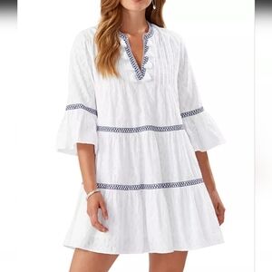 Tommy Bahama Jacquard Tiered Dress white small